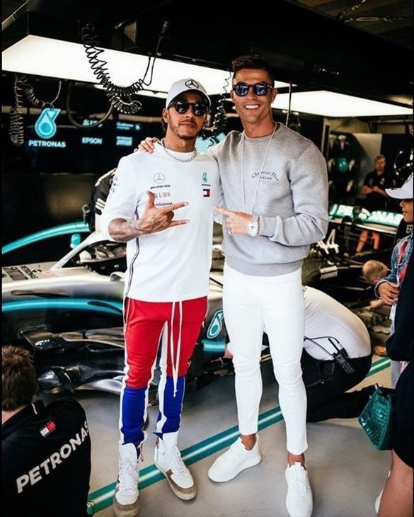 Lewis Hamilton y Cristiano Ronaldo en la previa del Gran premio Monaco de F1 autodo